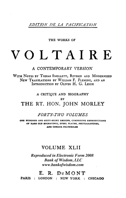 The Works of Voltaire, Vol. 42 of 42 vols. + INDEX volume 43